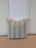 Beige and soft blue striped pillow cover, farmhouse style