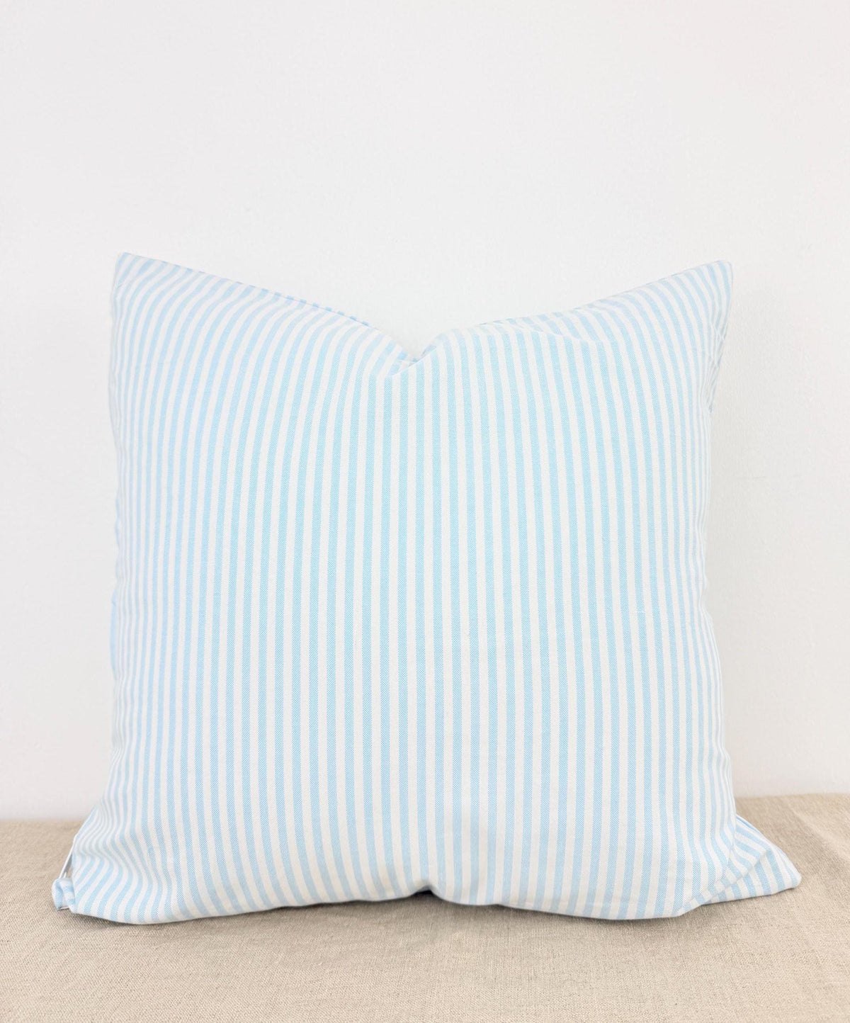 Blue and white striped cotton pillow cover, coastal style