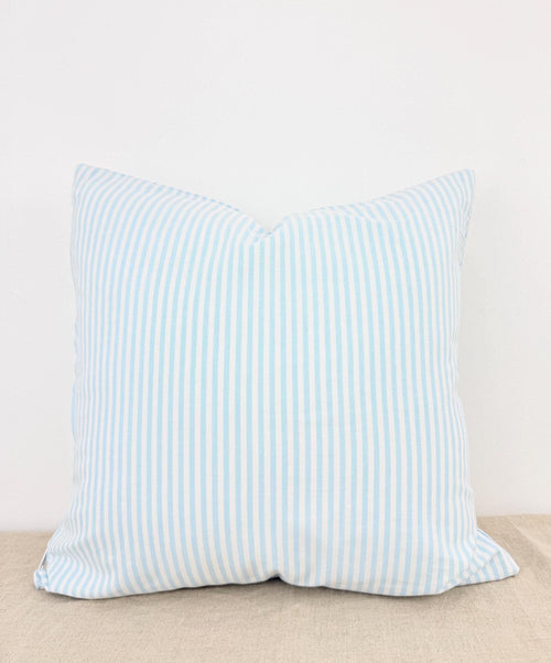 Blue and white striped cotton pillow cover, coastal style