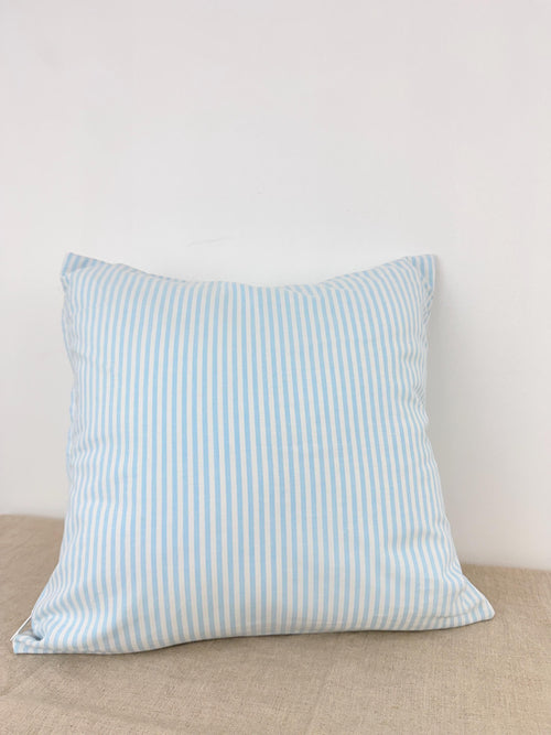 Blue and white striped cotton pillow cover, coastal style - view 2