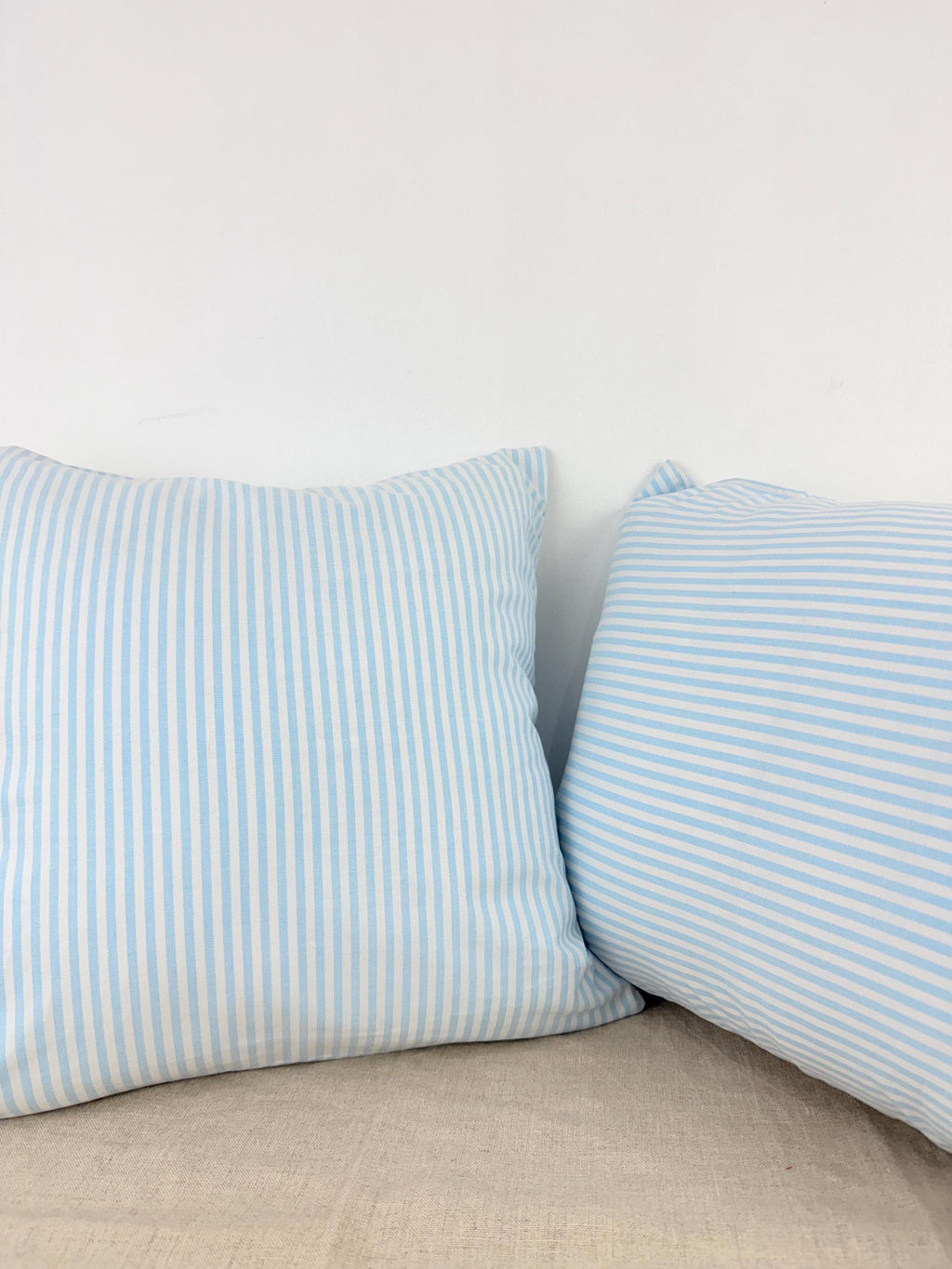 Blue and white striped cotton pillow cover, coastal style - view 3