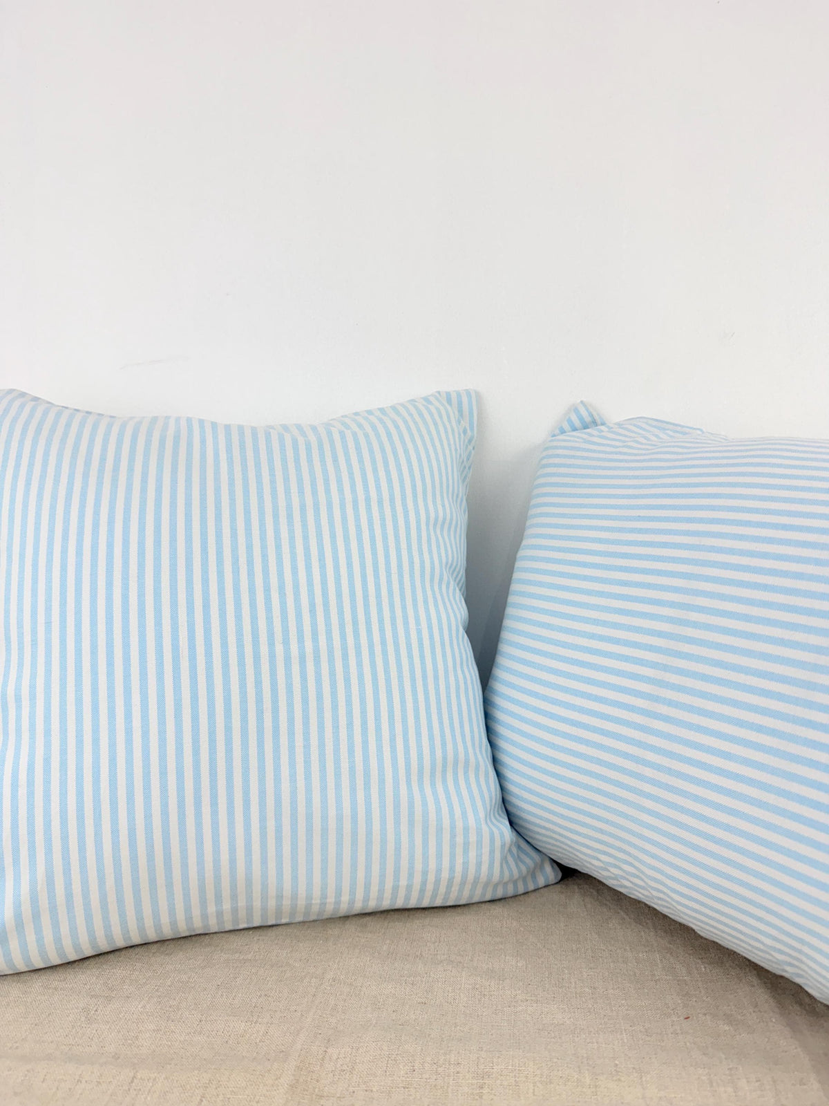 Blue and white striped cotton pillow cover, coastal style - view 3