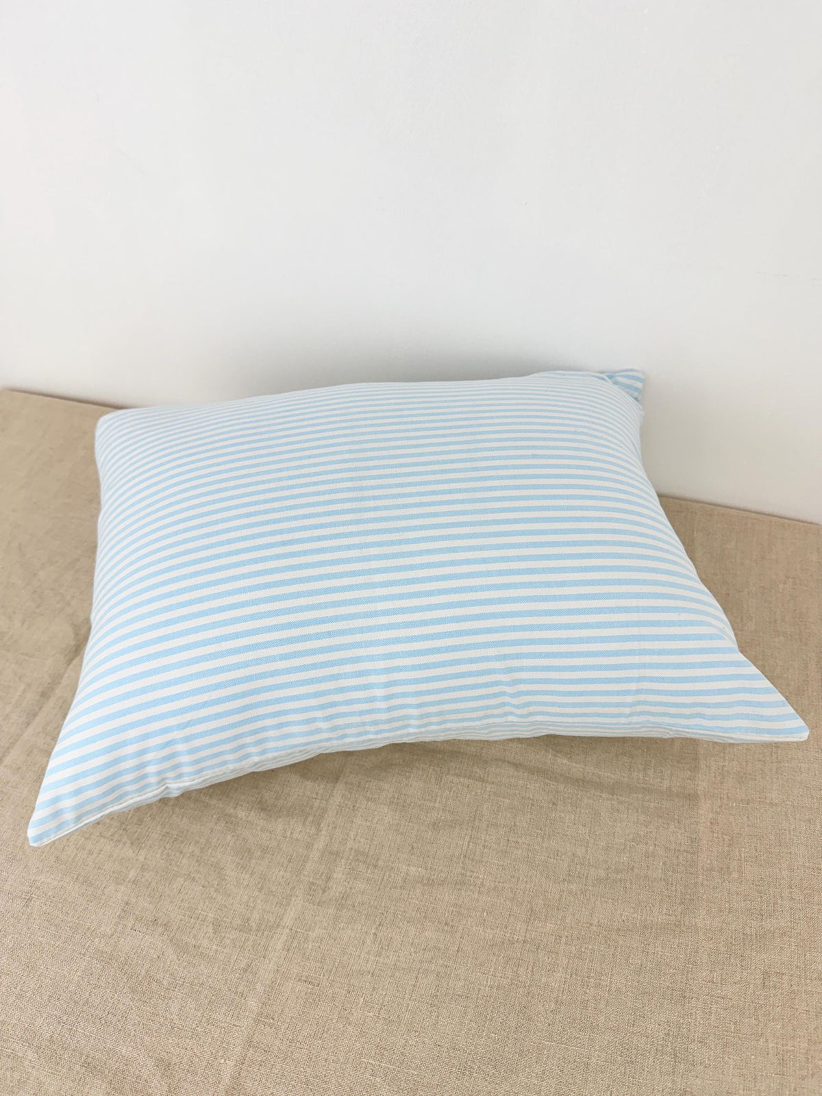 Blue and white striped cotton pillow cover, coastal style - view 4