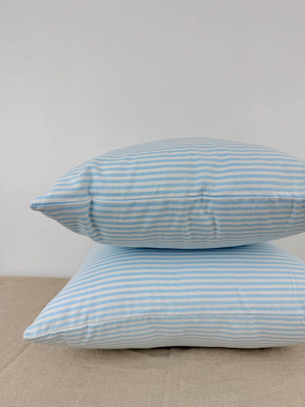 Blue and white striped cotton pillow cover, coastal style - view 5