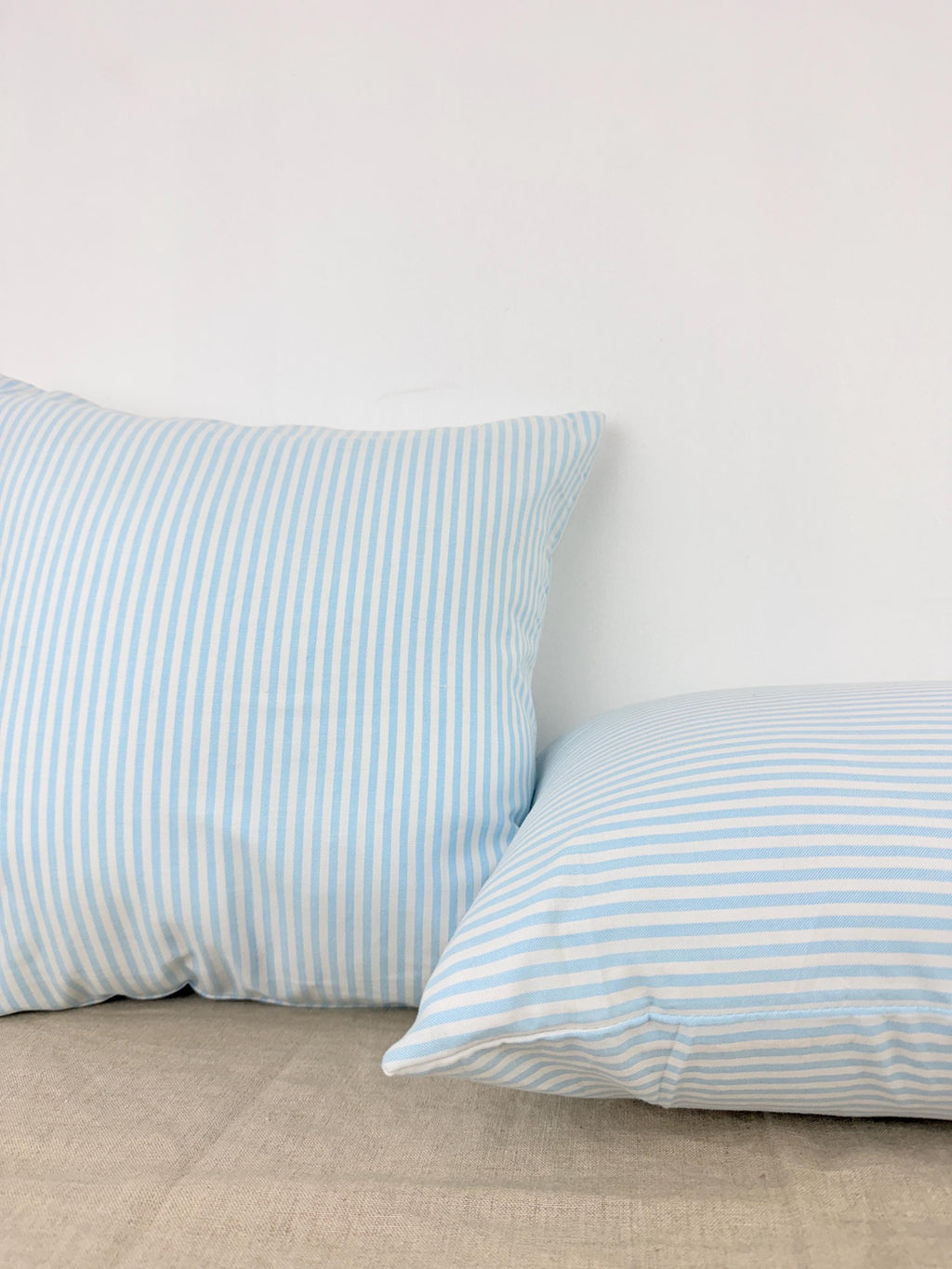 Blue and white striped cotton pillow cover, coastal style - view 6