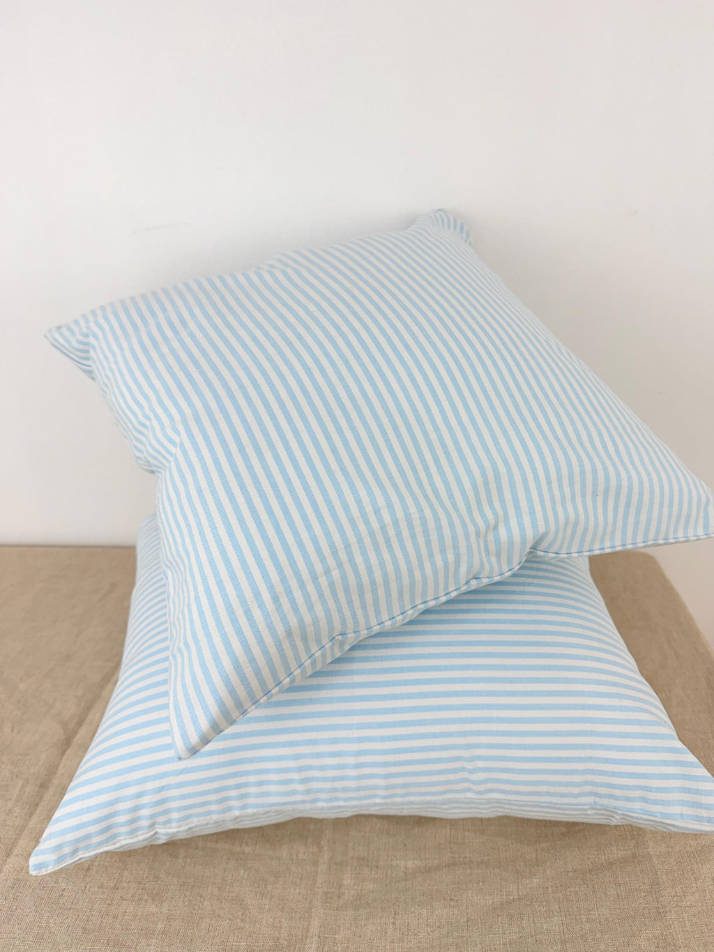 Blue and white striped cotton pillow cover, coastal style - view 7