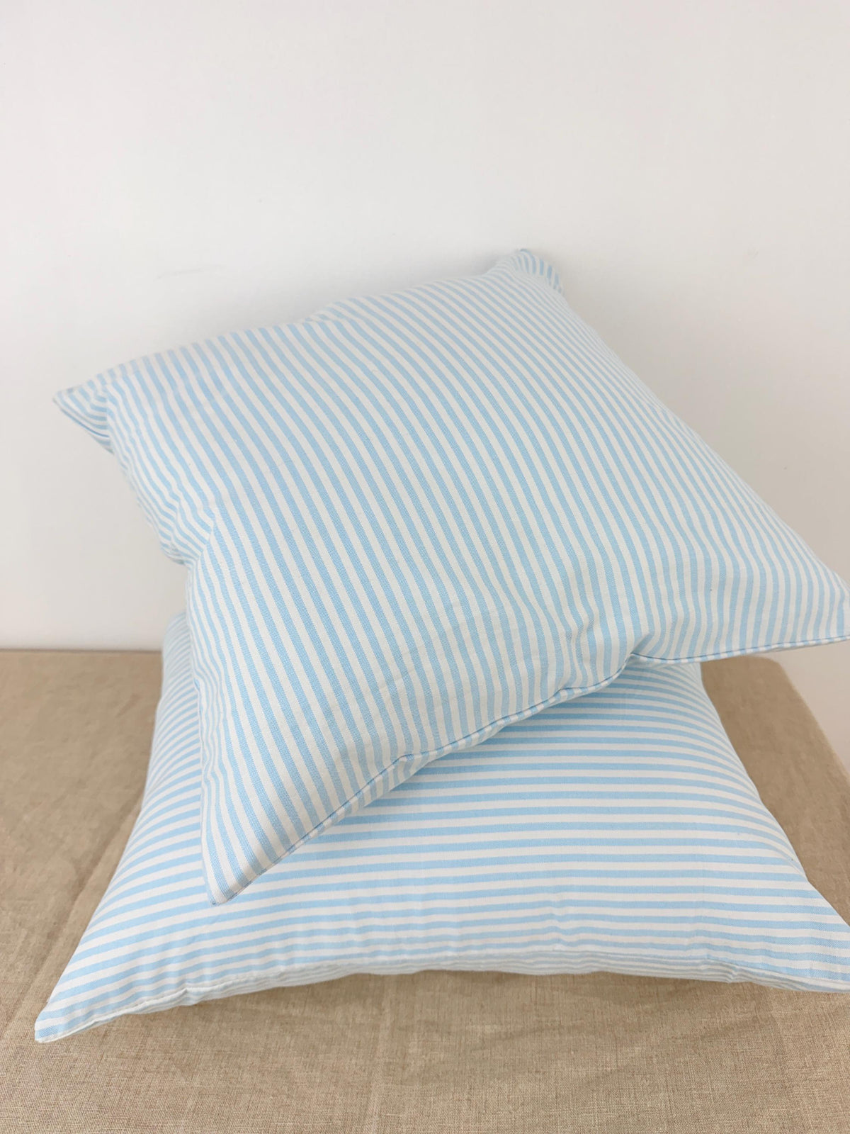 Blue and white striped cotton pillow cover, coastal style - view 7