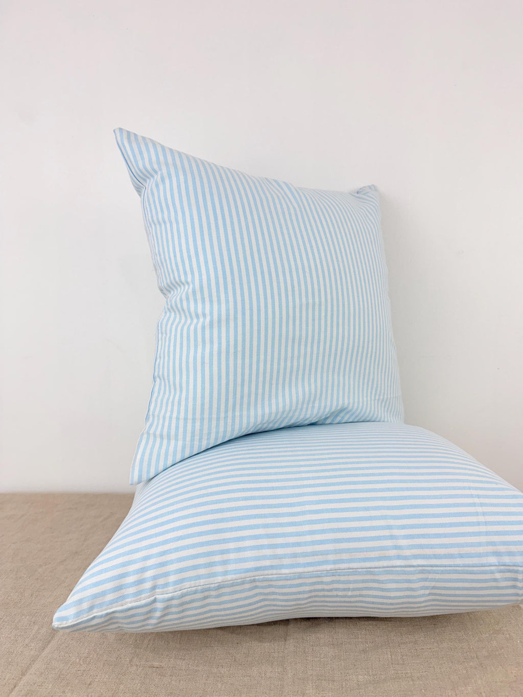 Blue and white striped cotton pillow cover, coastal style - view 9