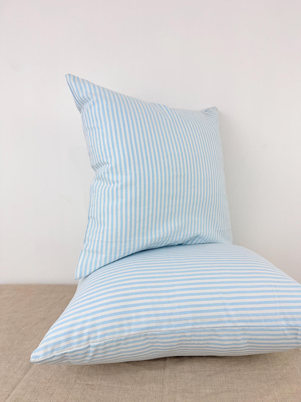 Blue and white striped cotton pillow cover, coastal style - view 9