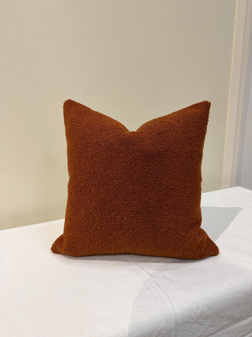 Burnt orange bouclé textured pillow cover