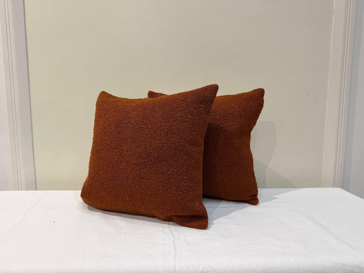 Burnt orange bouclé textured pillow cover - view 3