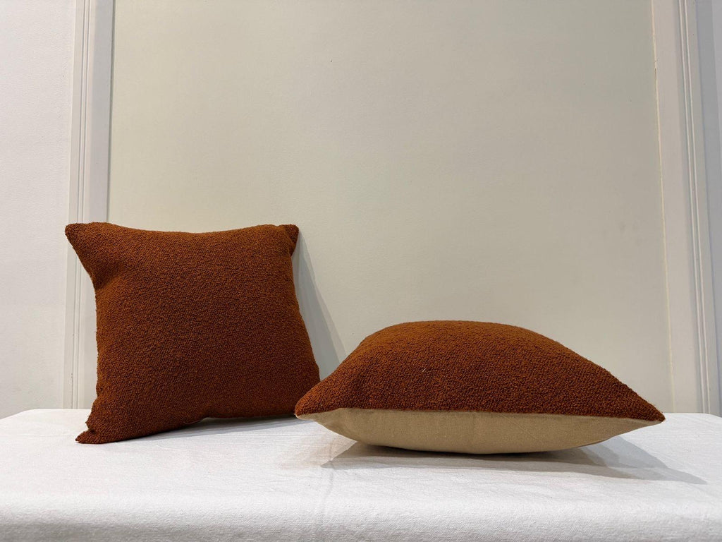 Burnt orange bouclé textured pillow cover - view 5