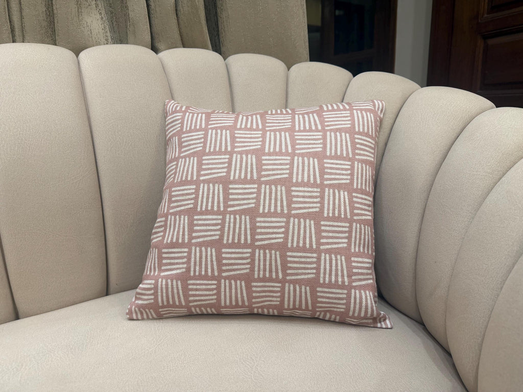 Dusty rose geometric cotton pillow cover
