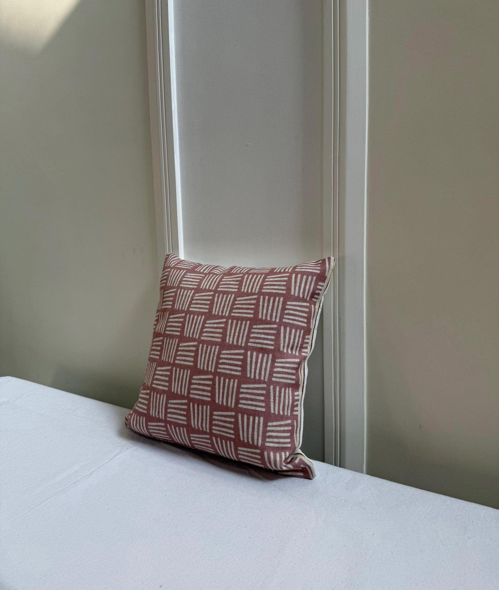 Dusty rose geometric cotton pillow cover - view 10