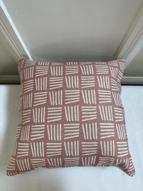 Dusty rose geometric cotton pillow cover - view 2