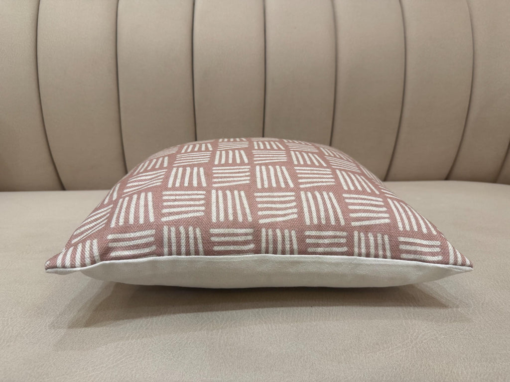 Dusty rose geometric cotton pillow cover - view 3