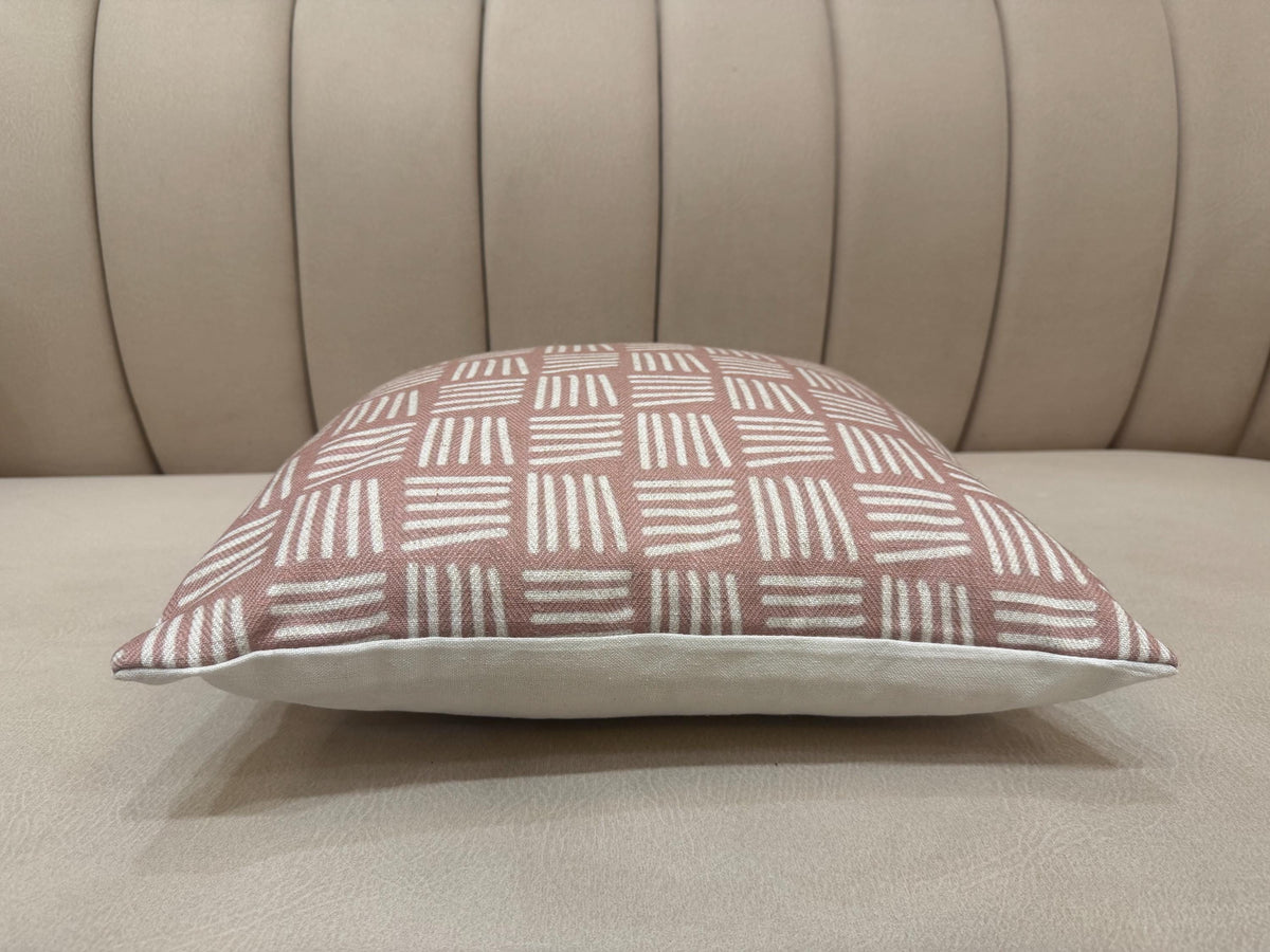 Dusty rose geometric cotton pillow cover - view 3