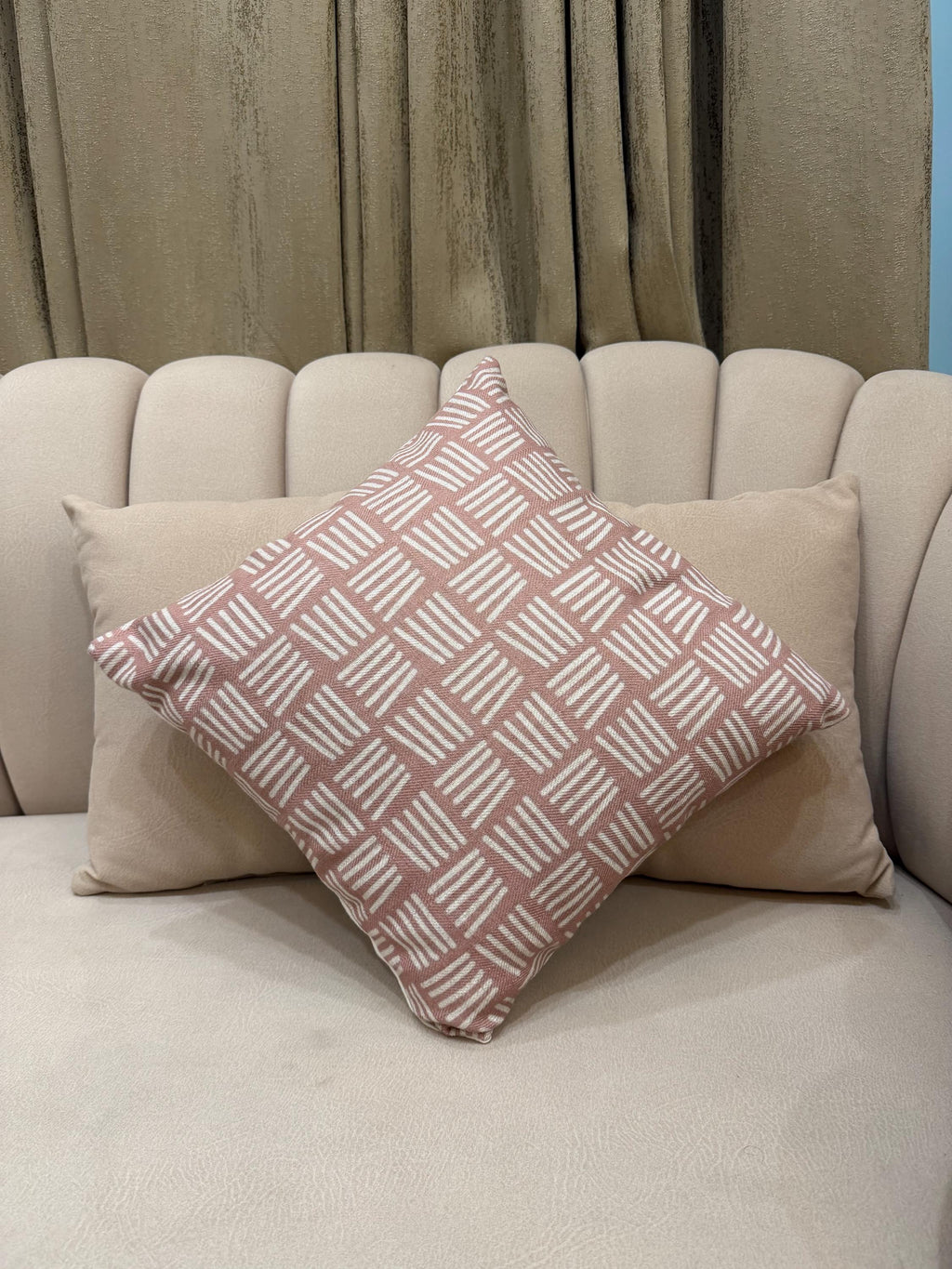 Dusty rose geometric cotton pillow cover - view 5