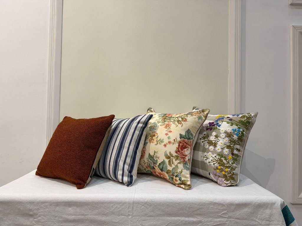 Embroidered floral boho cotton pillow cover, 18x18 inch - view 10