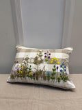 Embroidered floral boho pillow cover, 14x20 lumbar