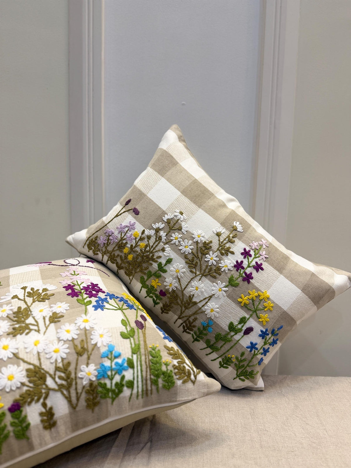 Embroidered floral boho pillow cover, 14x20 lumbar - view 2