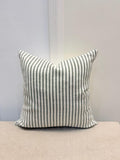 Green and white striped cotton pillow cover
