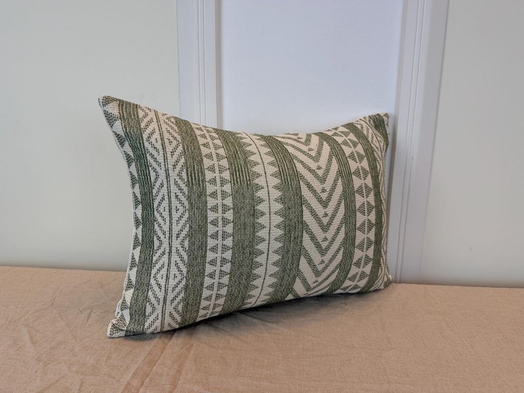 Green geometric woven pillow cover, boho farmhouse - view 10