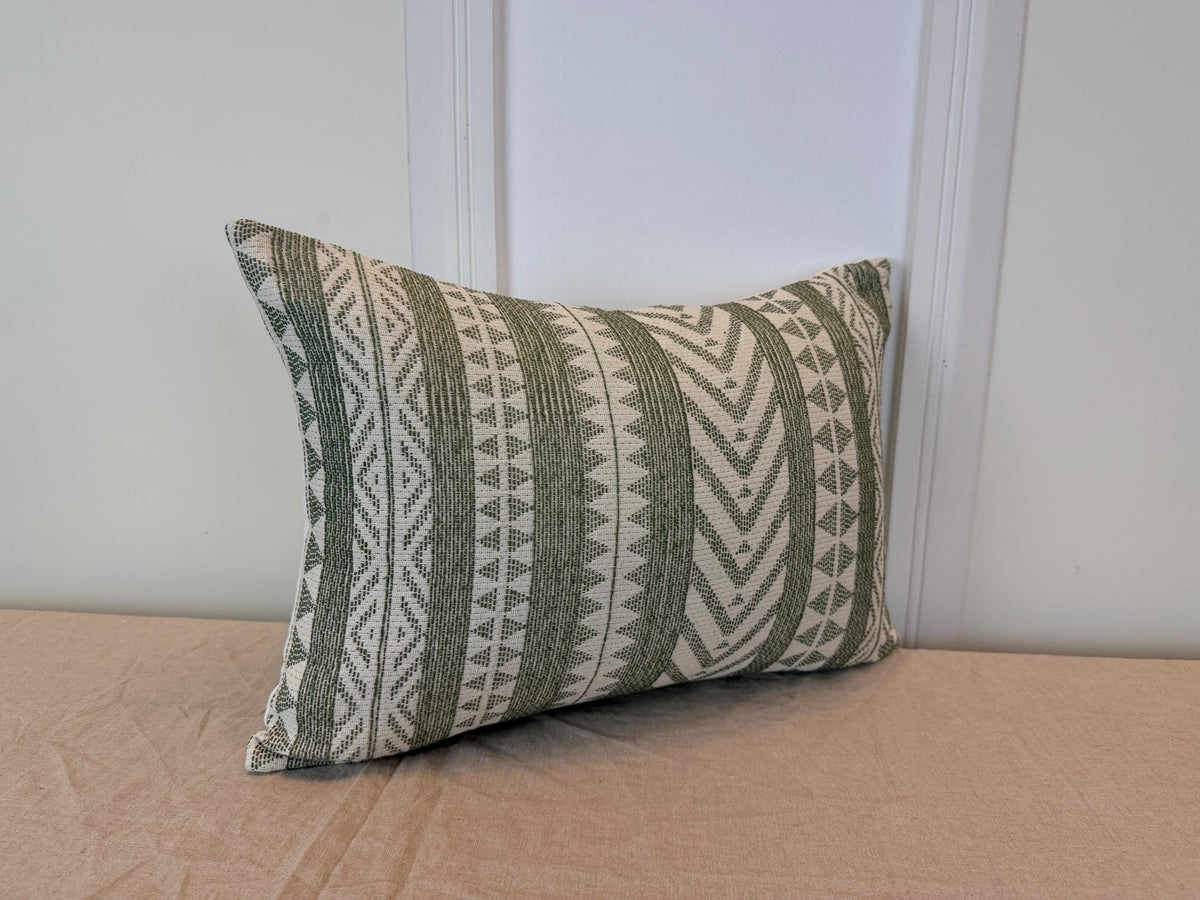 Green geometric woven pillow cover, boho farmhouse - view 10