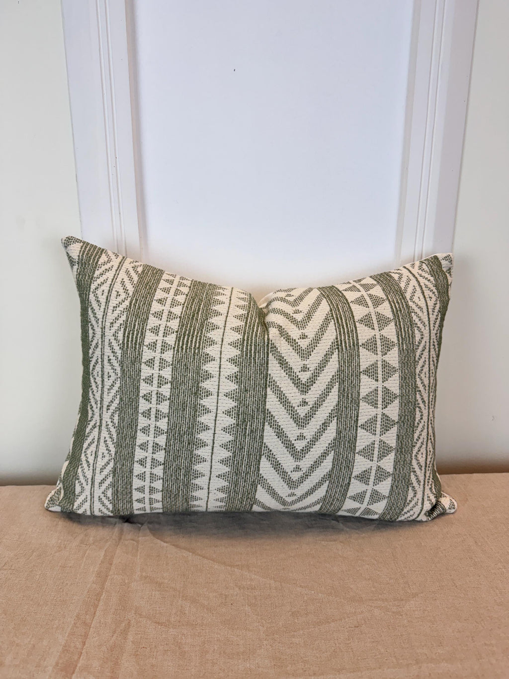 Green geometric woven pillow cover, boho farmhouse - view 4