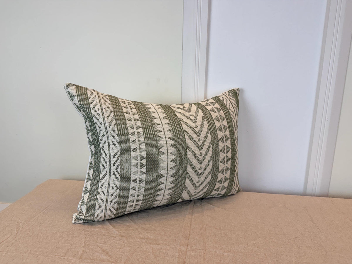 Green geometric woven pillow cover, boho farmhouse - view 5