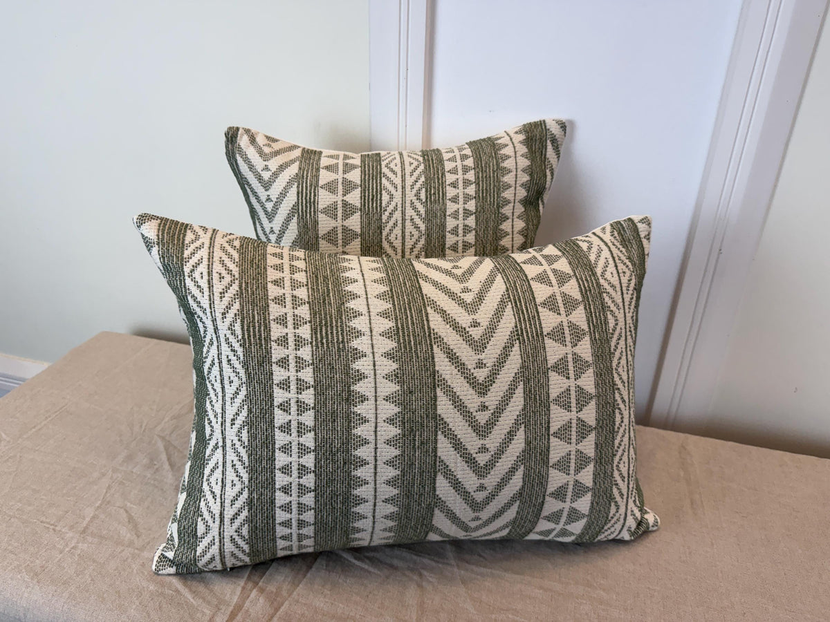 Green geometric woven pillow cover, boho farmhouse - view 7