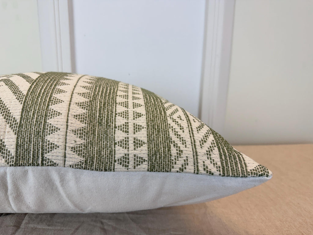 Green geometric woven pillow cover, boho farmhouse - view 8