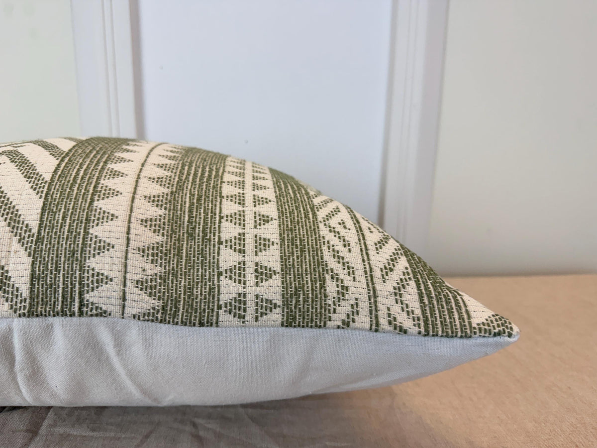 Green geometric woven pillow cover, boho farmhouse - view 8