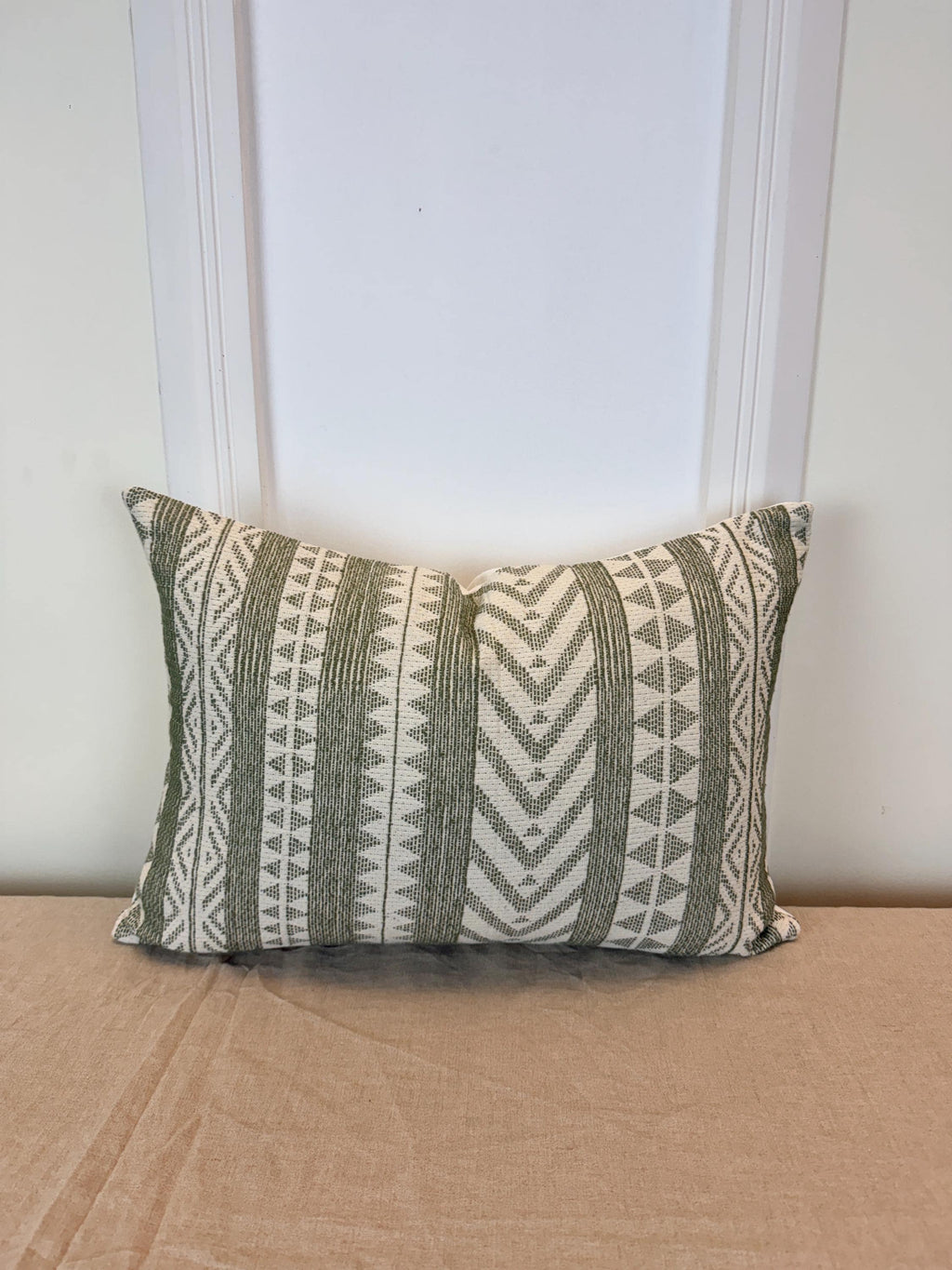 Green geometric woven pillow cover, boho farmhouse - view 9