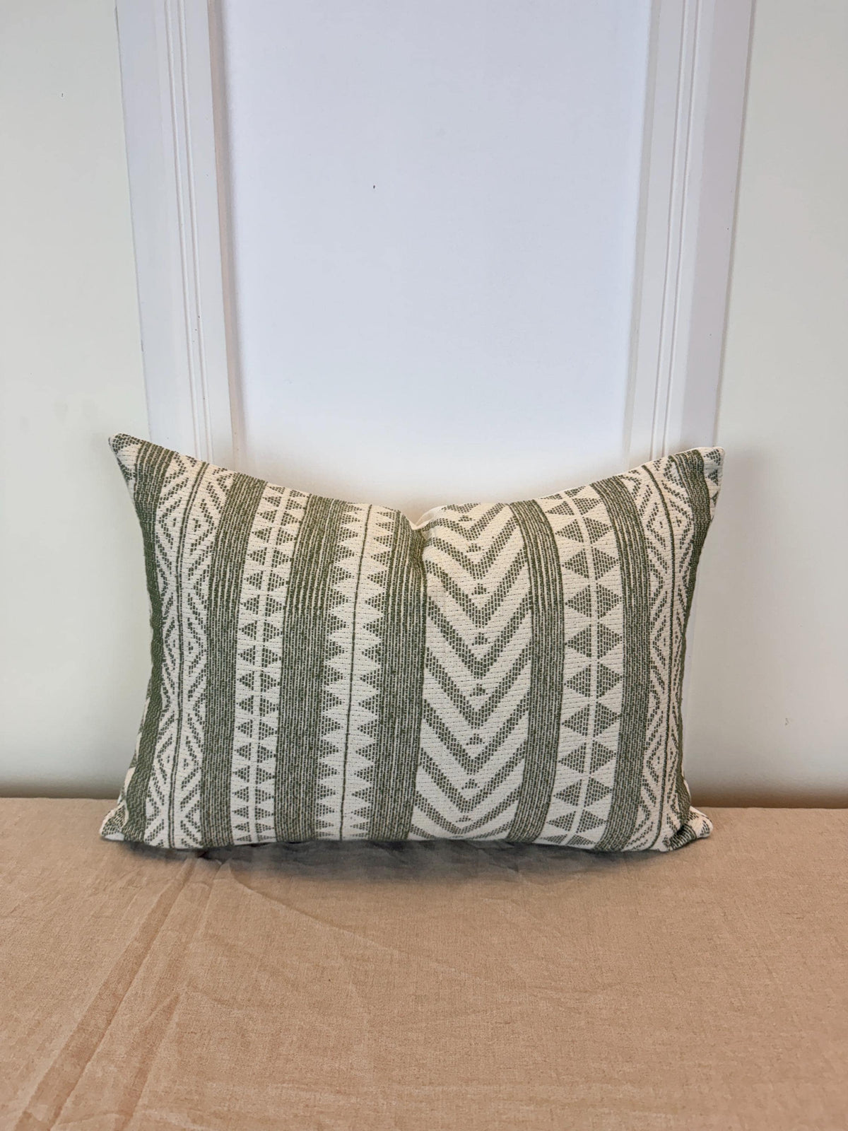 Green geometric woven pillow cover, boho farmhouse - view 9