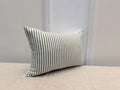 Green striped cotton lumbar pillow cover