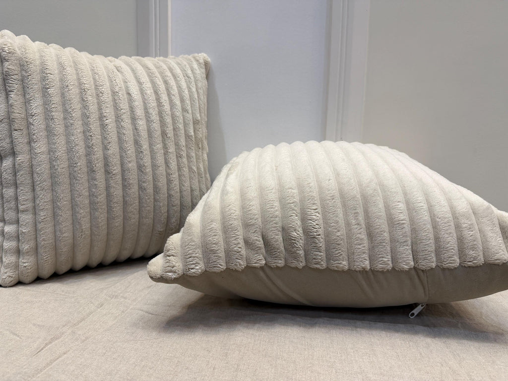 Ivory cream ribbed textured pillow cover - view 2
