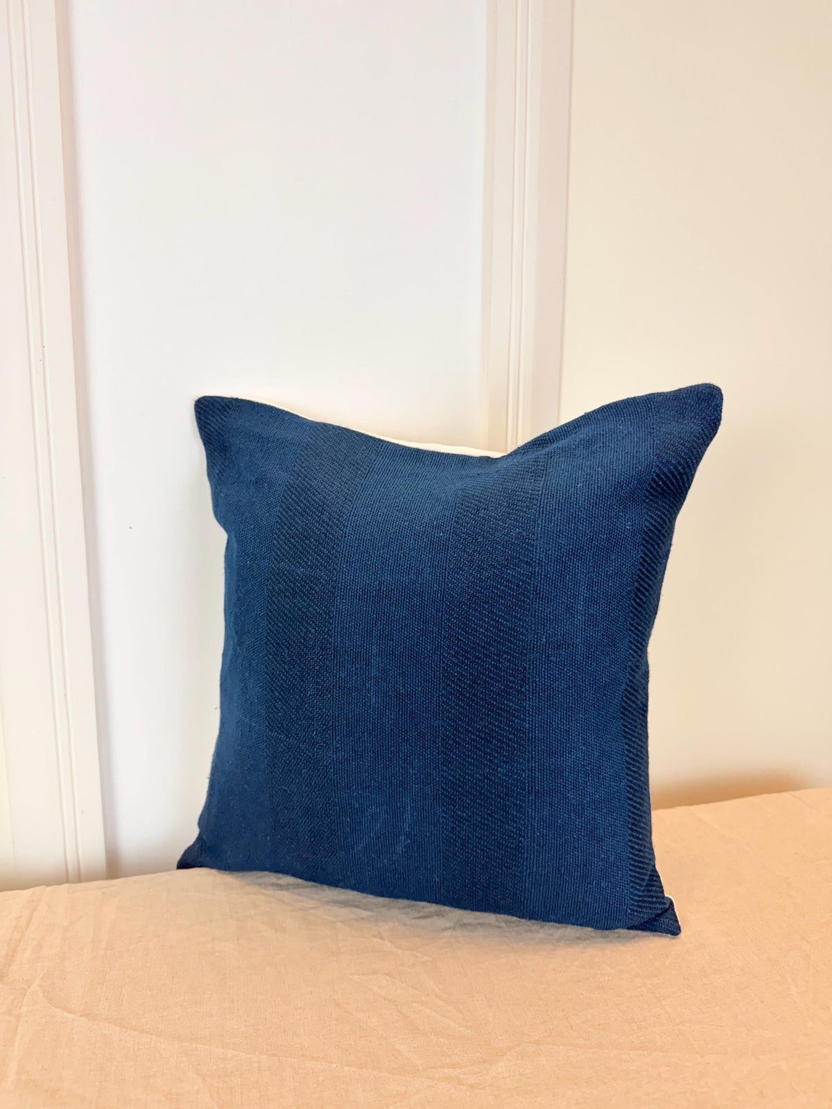 Navy blue textured woven pillow cover