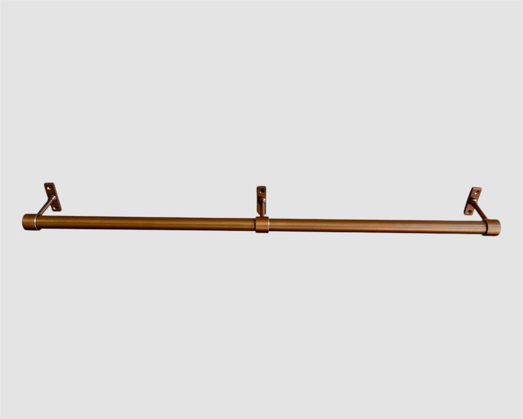 Unlacquered solid brass pot rail with S hooks, wall mounted - view 4