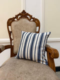 Navy blue and beige ikat wool pillow cover