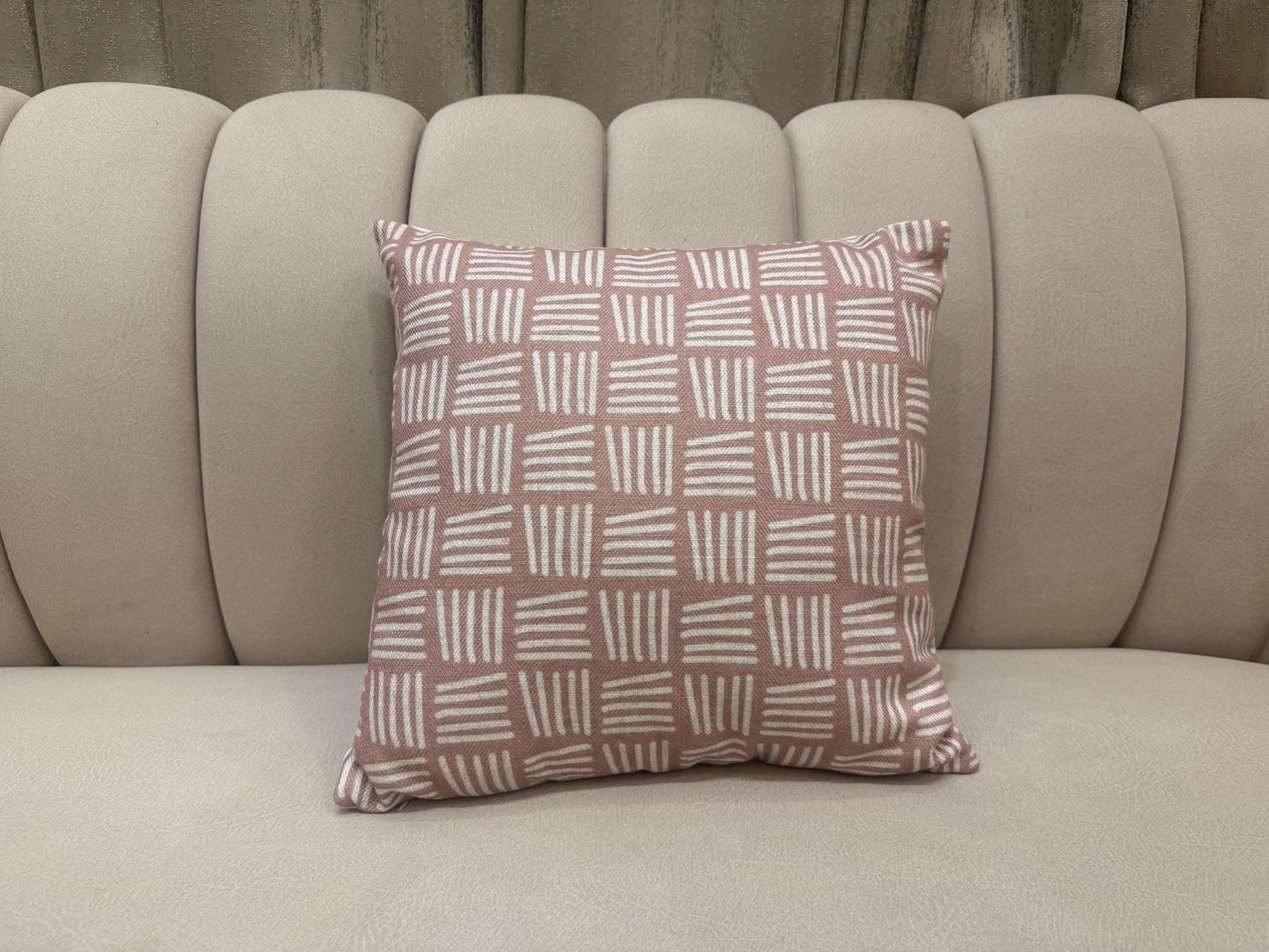 Dusty Rose Pillow Cover — Thick Cotton Mauve Geometric Cushion
