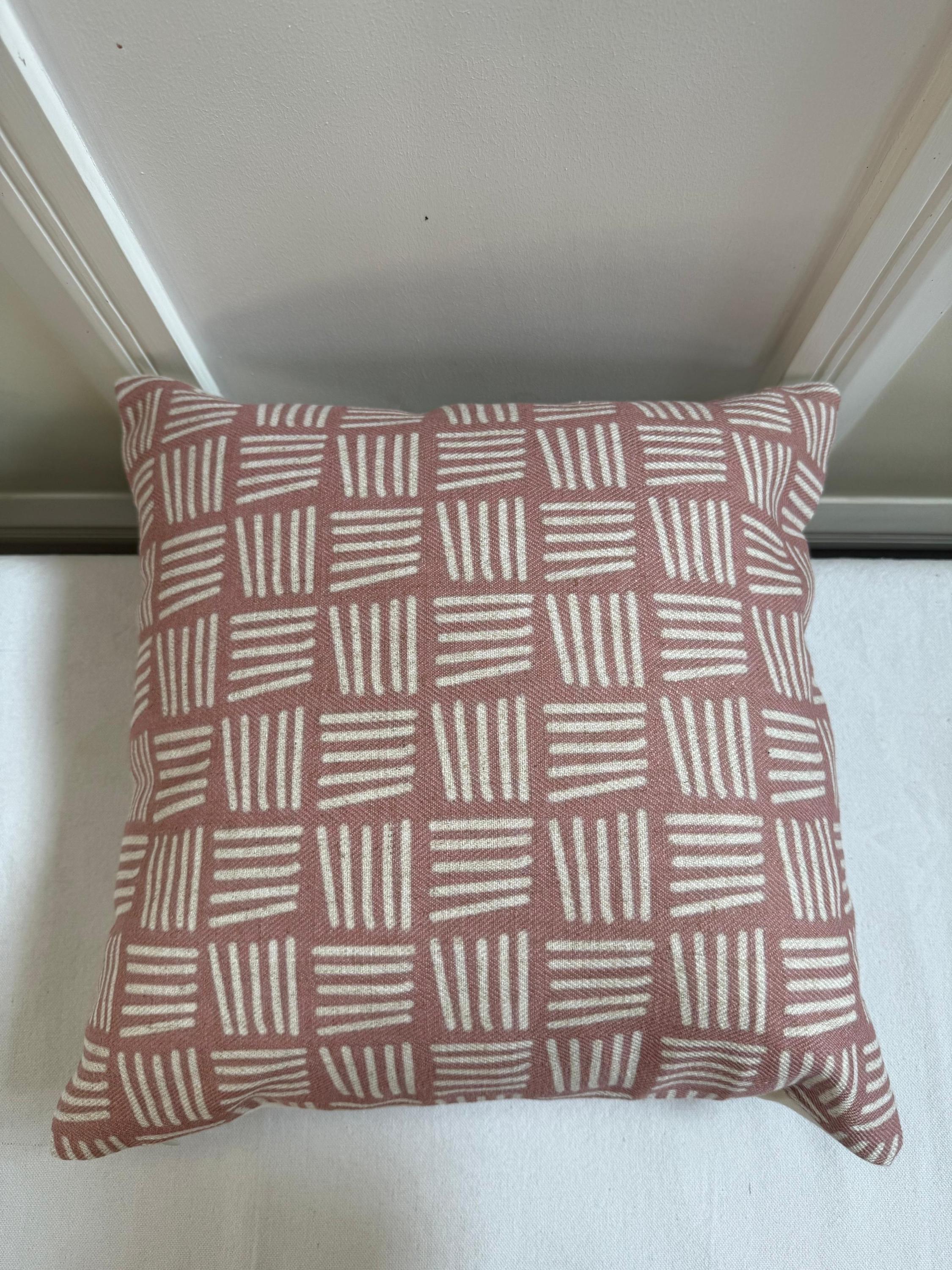 Dusty Rose Pillow Cover — Thick Cotton Mauve Geometric Cushion