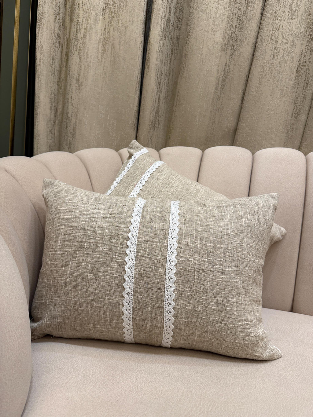 Linen Embroided Pillow Cover | Floral Boho Cushion with Threaded Detail