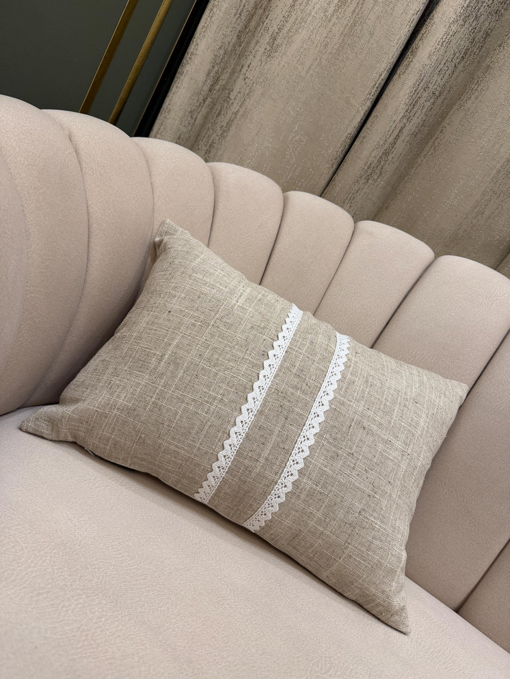 Linen Embroided Pillow Cover | Floral Boho Cushion with Threaded Detail