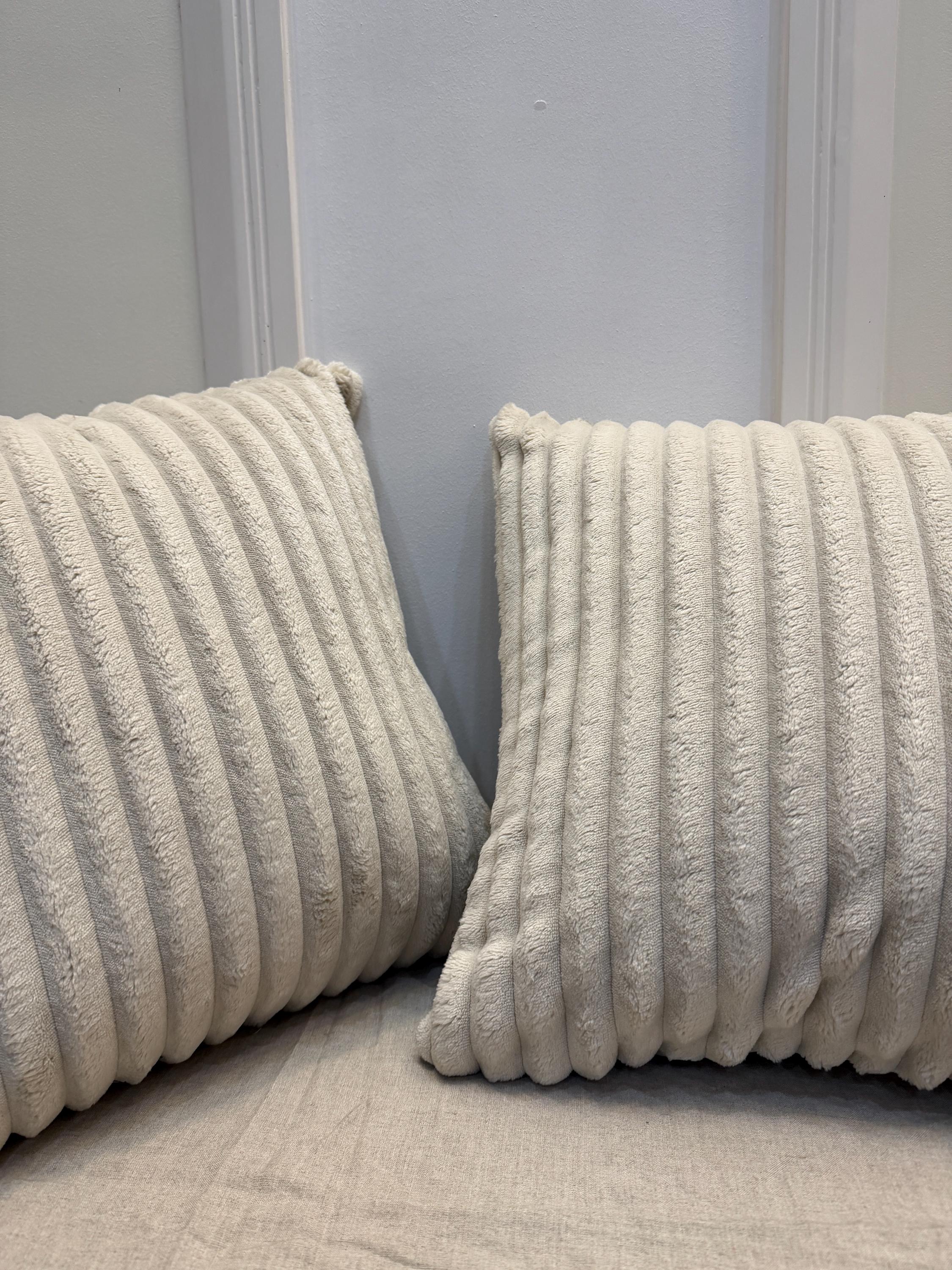 Handmade Ivory Cream Ribbed Pillow Cover - Soft Textured Neutral Cushion, Modern Cozy Home Decor