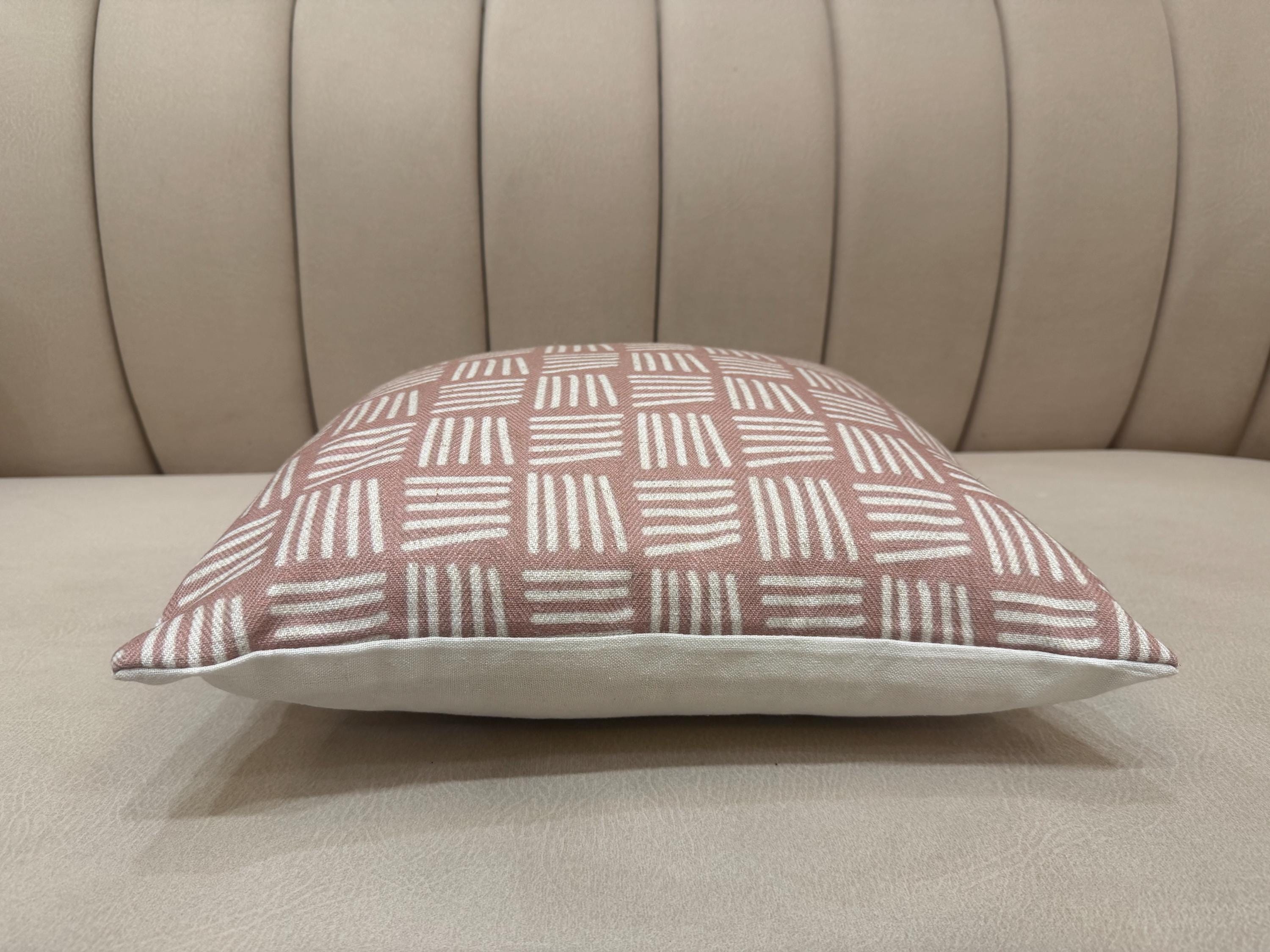 Dusty Rose Pillow Cover — Thick Cotton Mauve Geometric Cushion