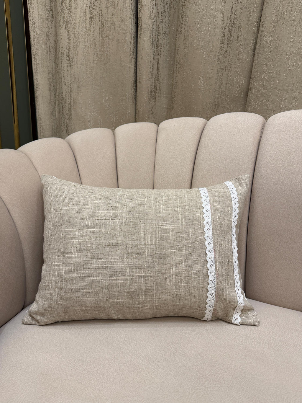 Linen Embroided Pillow Cover | Floral Boho Cushion with Threaded Detail