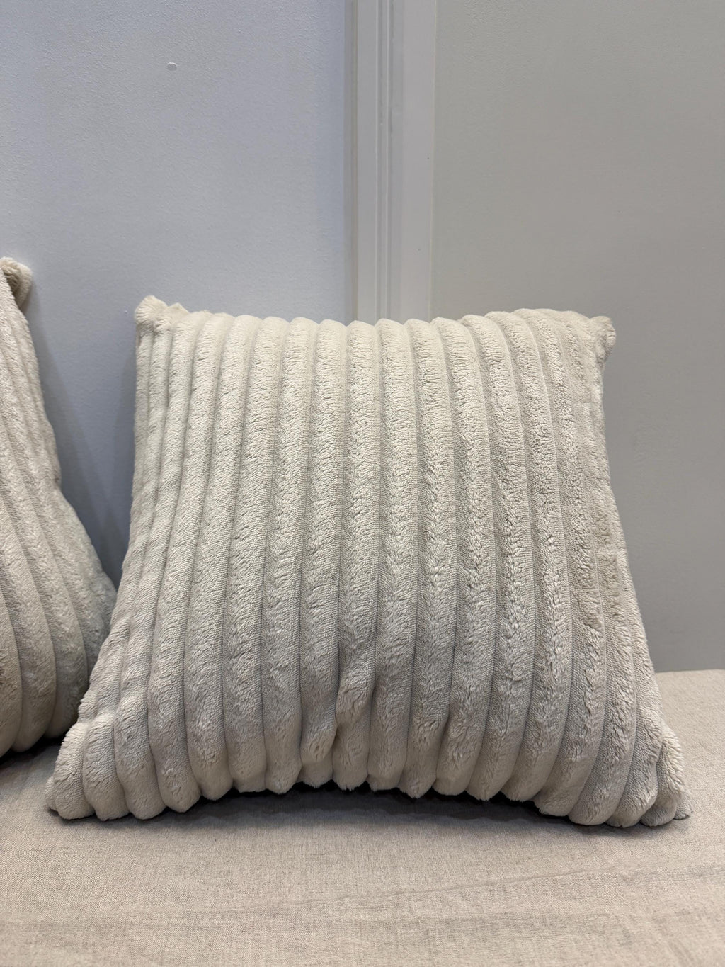 Handmade Ivory Cream Ribbed Pillow Cover - Soft Textured Neutral Cushion, Modern Cozy Home Decor
