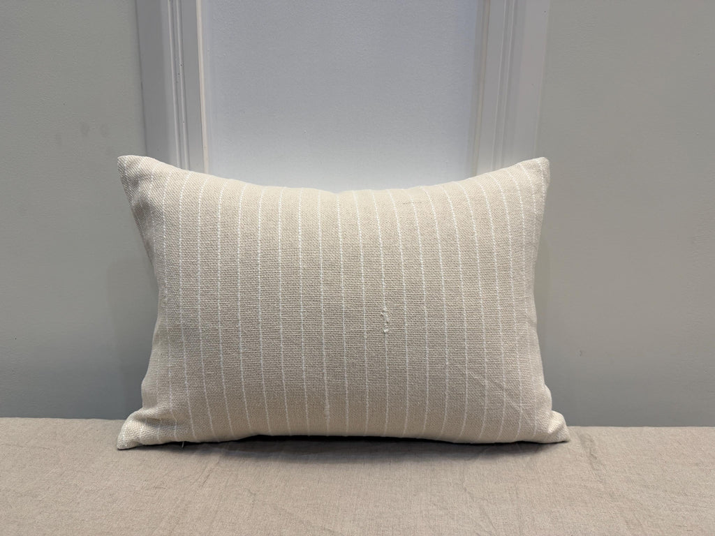 Handmade Ivory Cotton Throw Pillow Cover – Woven Stripe, Minimalist Style