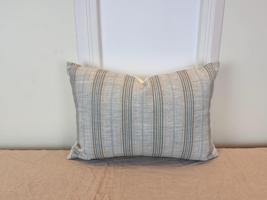Beige and Soft Blue Striped Pillow Cover – Modern Farmhouse Cushion